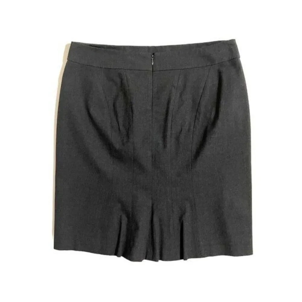 ANN TAYLOR Pencil Skirt Dark Grey Stretch Flounce Back Wear To Work 12 Petite - Picture 5 of 7